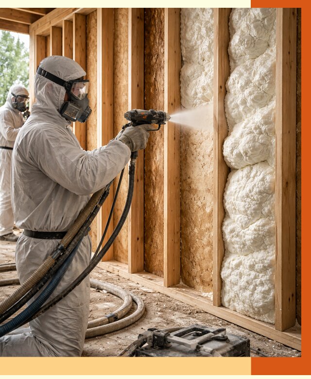 Утепление каркасного дома ППУ в Элисте от 2900 руб./м2 — работа под ключ | ТепломастерЭлс