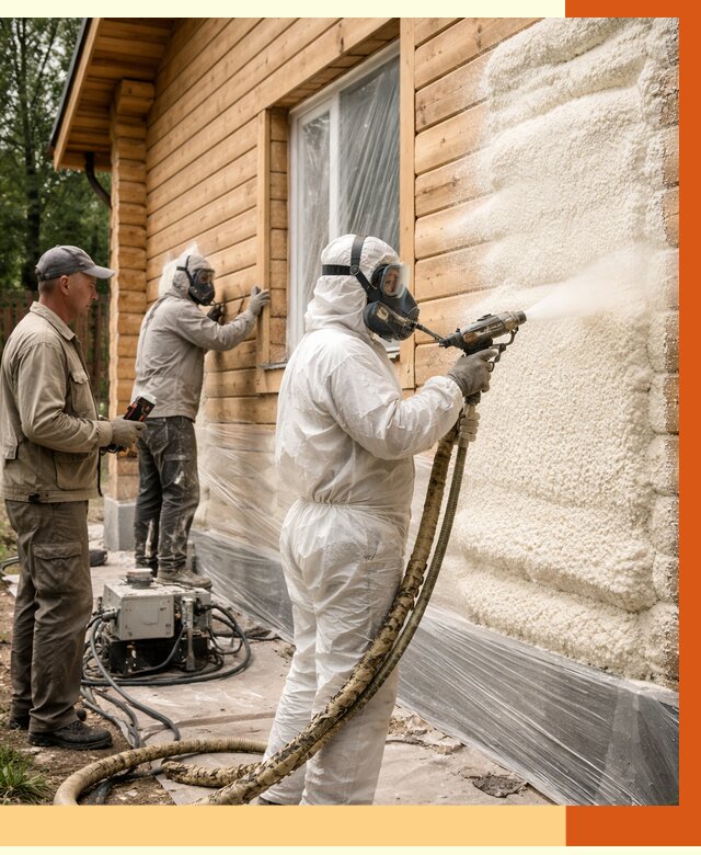 Утепление дома из бруса ППУ в Элисте от 3987 руб/м2 под ключ | ТепломастерЭлс