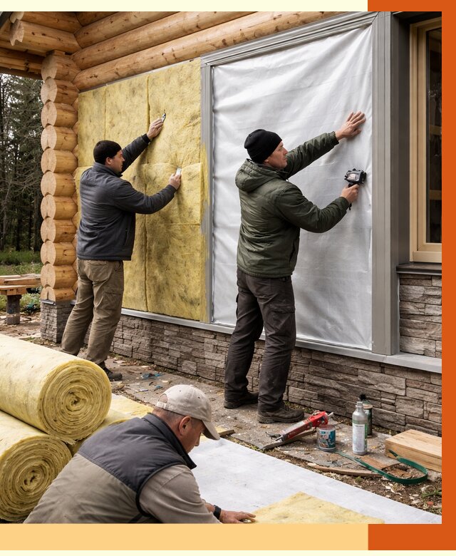 Утепление бревенчатого дома в Элисте от 7922 руб/м2 — заказать под ключ | ТепломастерЭлс