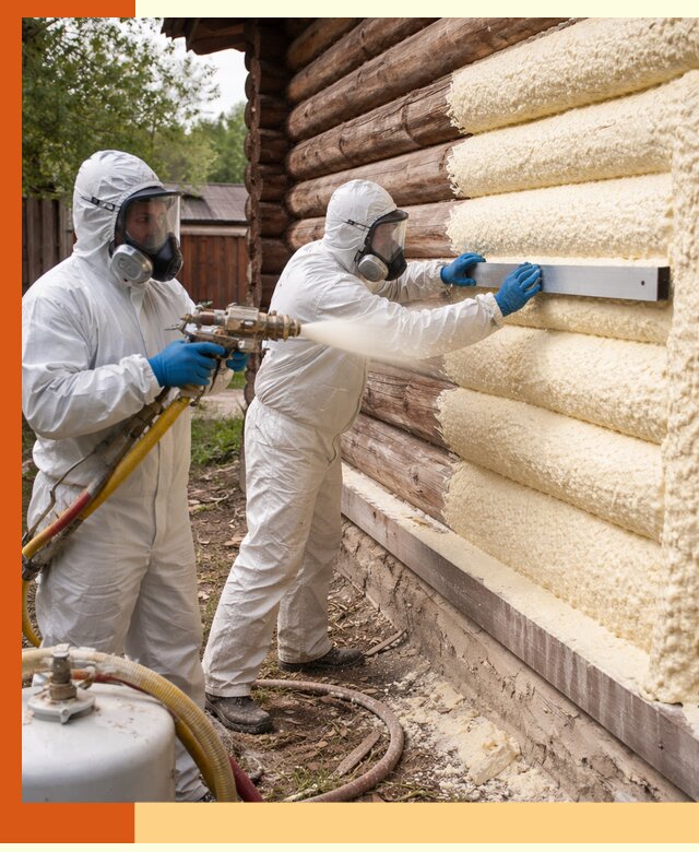 Утепление бревенчатого дома ППУ в Элисте эффективной изоляцией