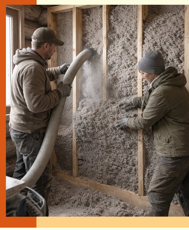 Утепление бревенчатого дома эковатой в Элисте