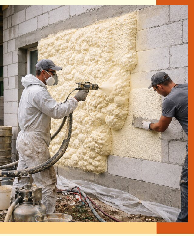 Утепление дома из газобетона ППУ в Элисте от 4971 руб./м² под ключ | ТепломастерЭлс