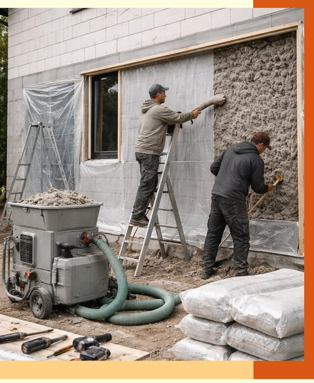 Утепление дома из газобетона эковатой в Элисте от 4660 руб./м2 | ТепломастерЭлс