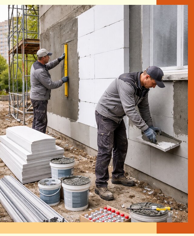 Утепление фасада и стен снаружи в Элисте от 4350 руб. | ТепломастерЭлс