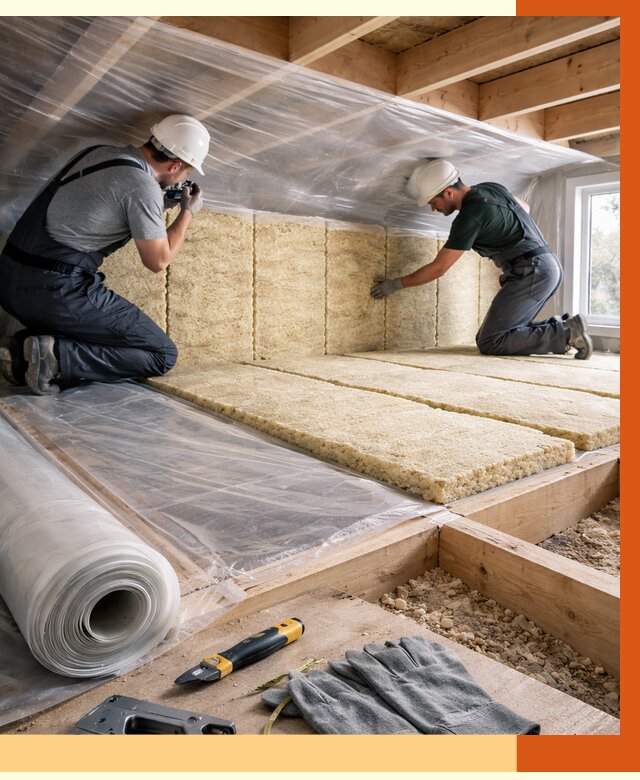 Утепление перекрытий в Элисте от 2951 руб/м2 — утепление межэтажных и чердачных | ТепломастерЭлс