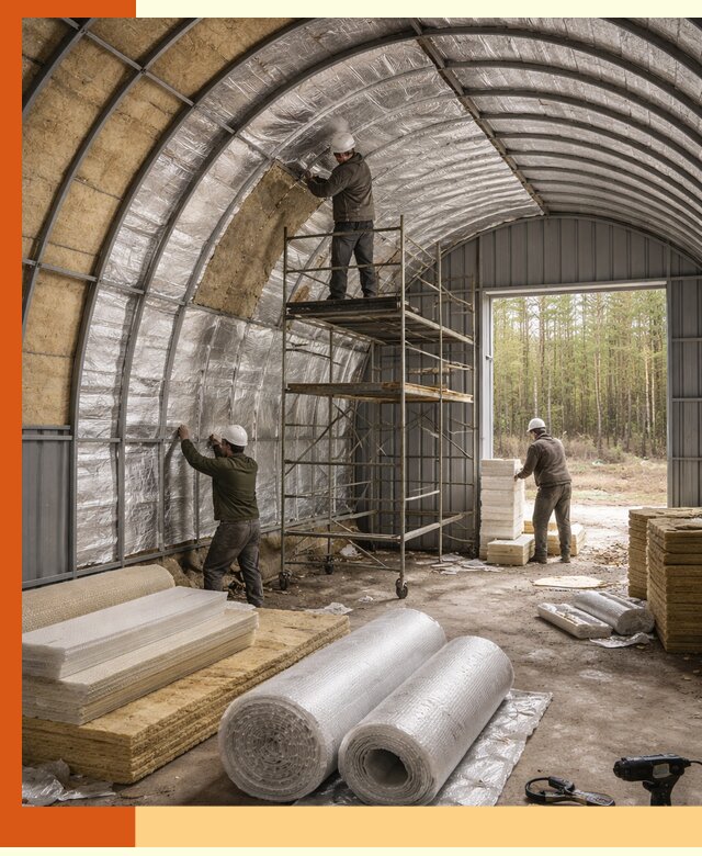 Утепление арочного ангара под ключ в Элисте