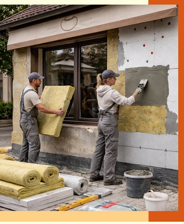 Утепление кафе в Элисте от 4350 руб/м2 — комплексно под ключ | ТепломастерЭлс