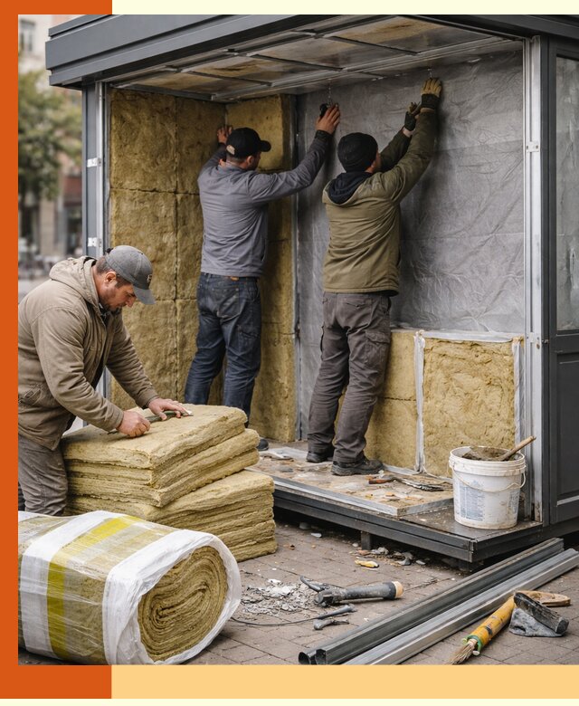 Утепление павильона шаурмы под ключ в Элисте