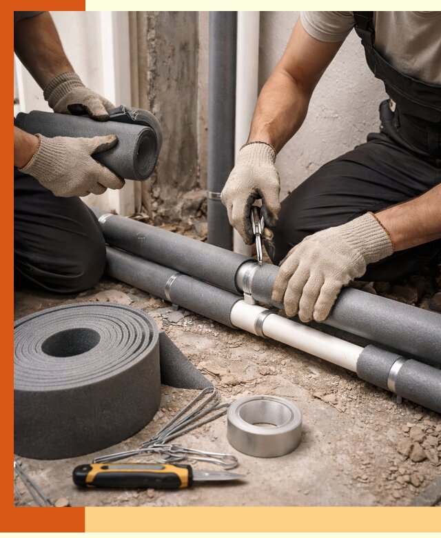 Утепление труб водоснабжения в Элисте — монтаж и защита сети