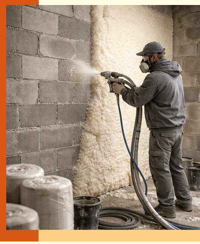 Утепление блочной стены ППУ в Элисте качественно и надёжно