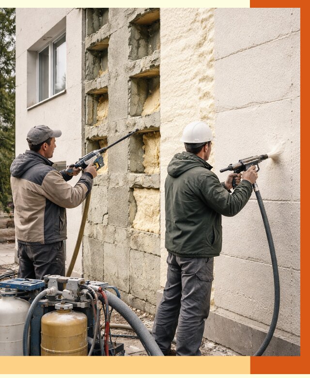 Заполнение пустот фасада в Элисте от 4660 руб. — утепление пустот облицовки | ТепломастерЭлс