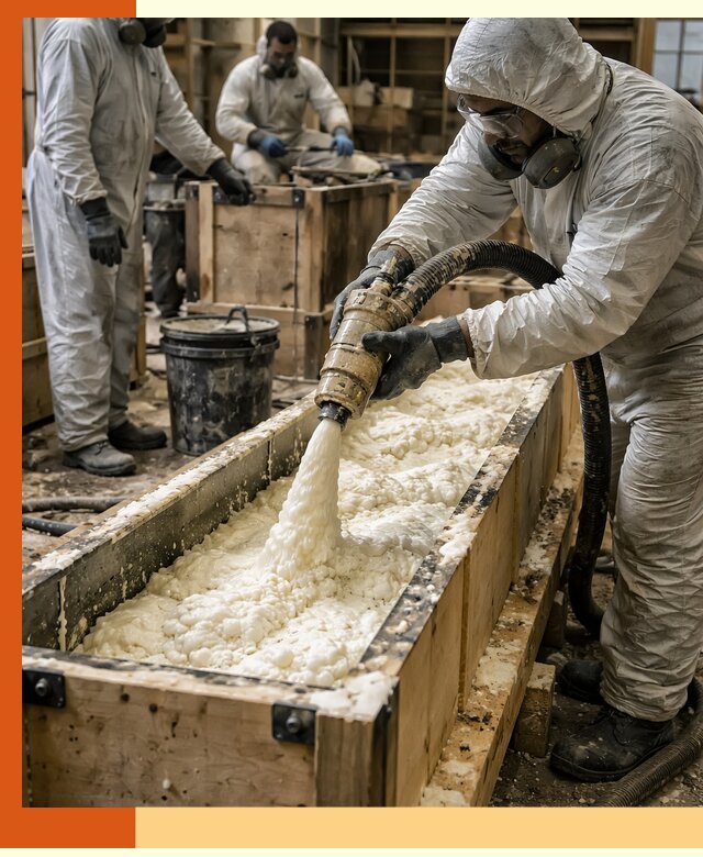 Заливка пенополиуретана в формы для утепления в Элисте