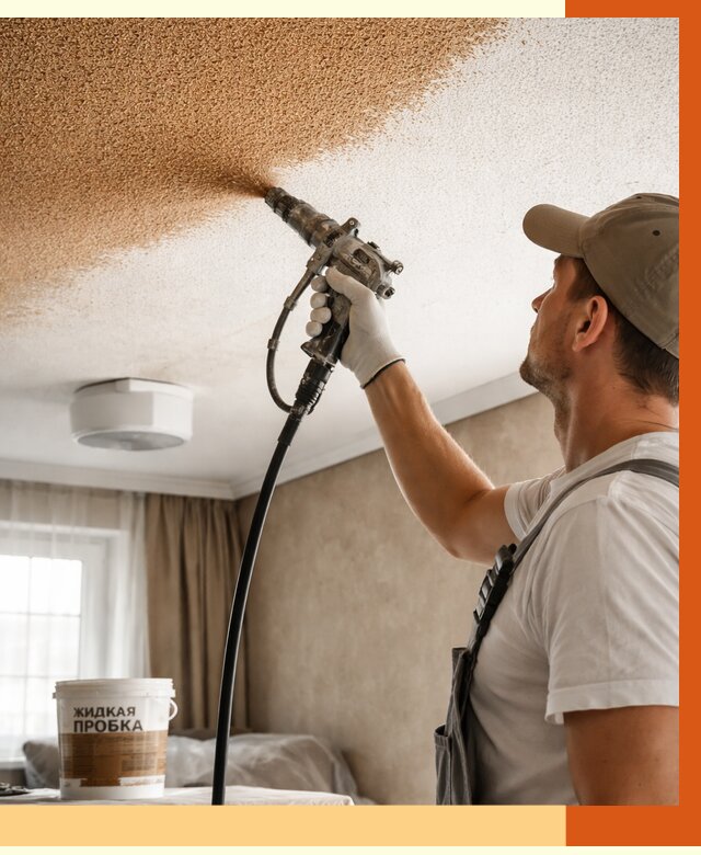 Утепление потолка жидкой пробкой в Элисте от 3625 руб. | ТепломастерЭлс