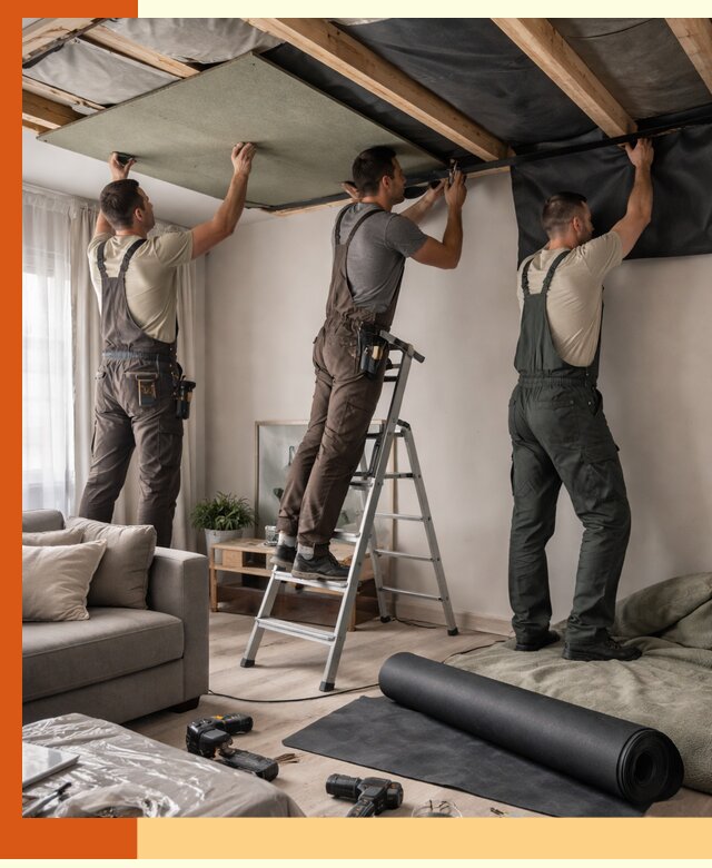 Шумоизоляция потолка в Элисте — профессиональное устранение шумов