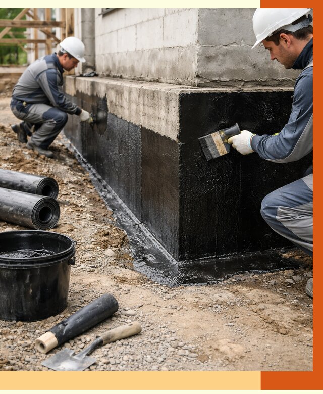 Гидроизоляция фундамента в Элисте от 1295 руб. — профессионально, под ключ | ТепломастерЭлс