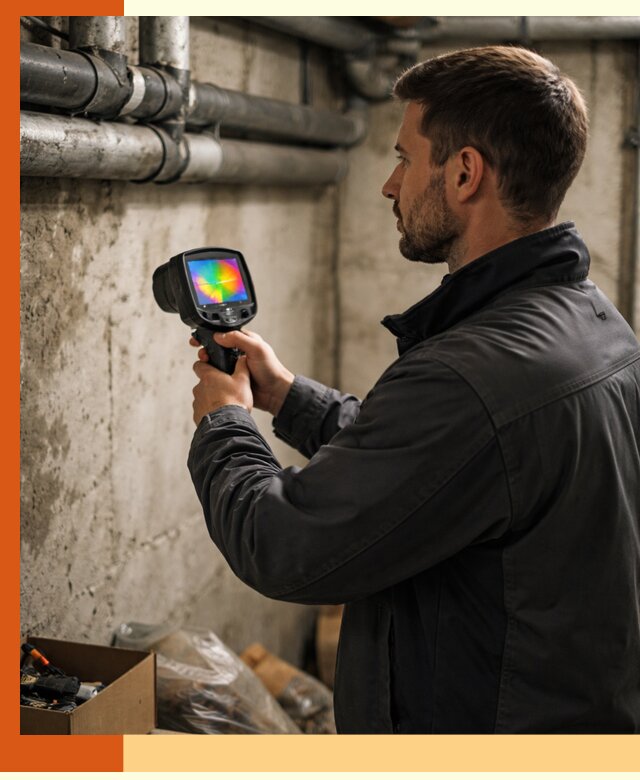 Тепловизионное обследование подвала в Элисте для поиска утечек тепла